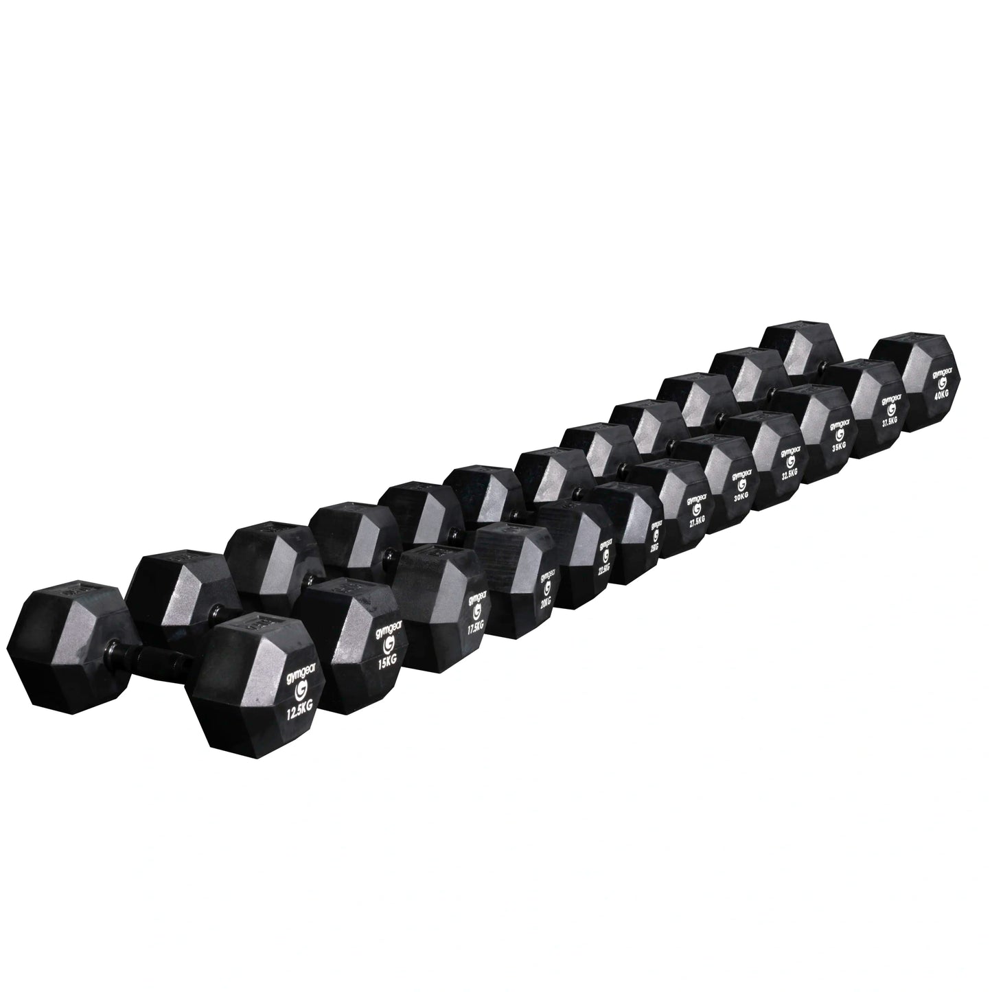 Rubber Hex Dumbbells (Black Handles)