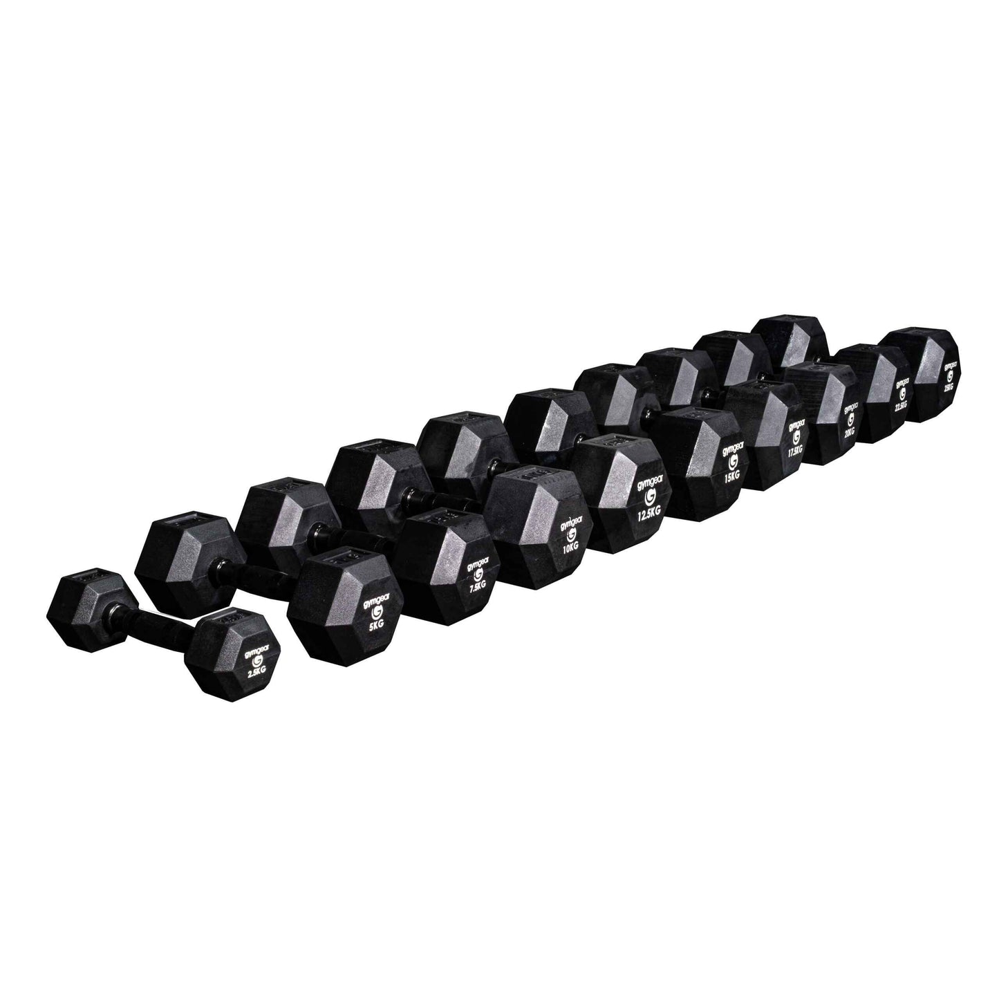 Rubber Hex Dumbbells (Black Handles)