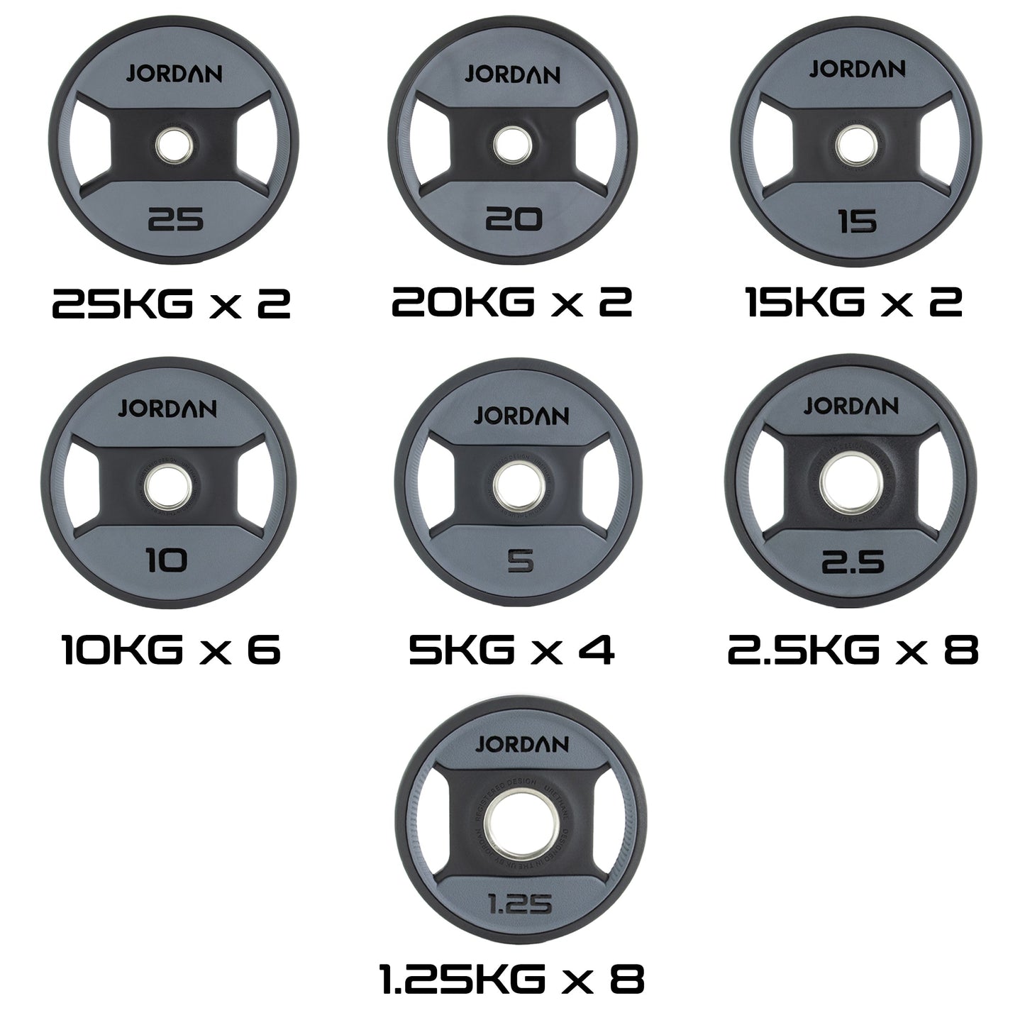 JORDAN® Urethane Dual Grip Olympic Plates - NEW DESIGN
