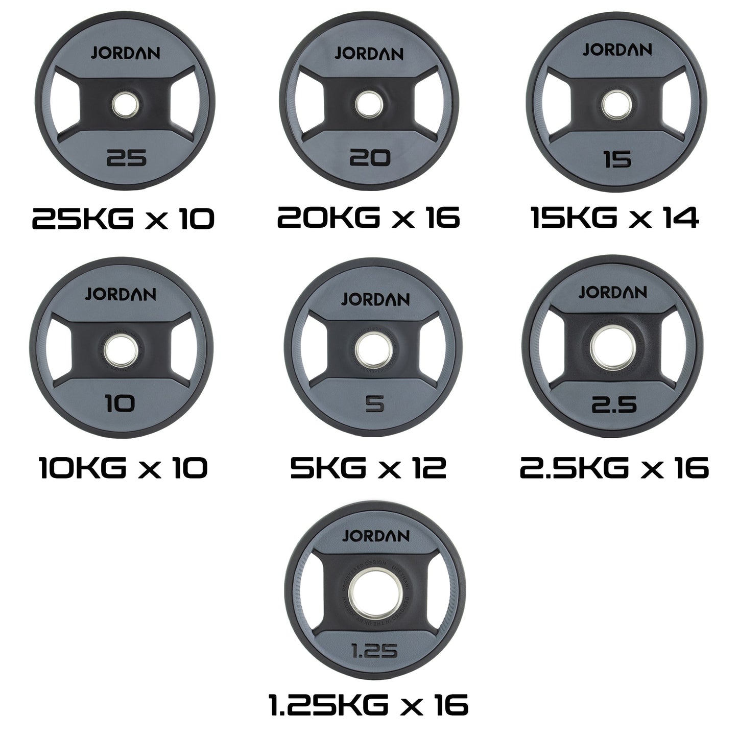 JORDAN® Urethane Dual Grip Olympic Plates - NEW DESIGN