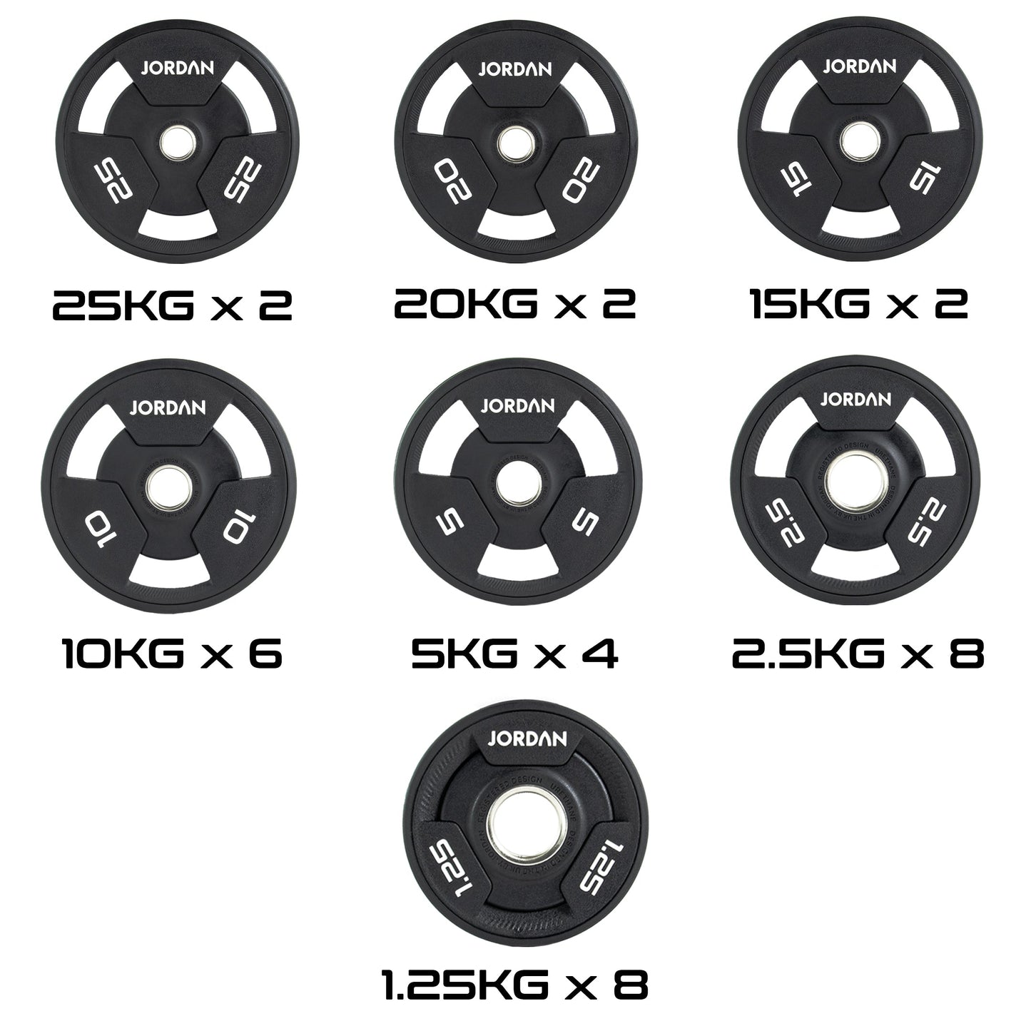 JORDAN® Urethane Tri-Grip Olympic Plates - NEW DESIGN