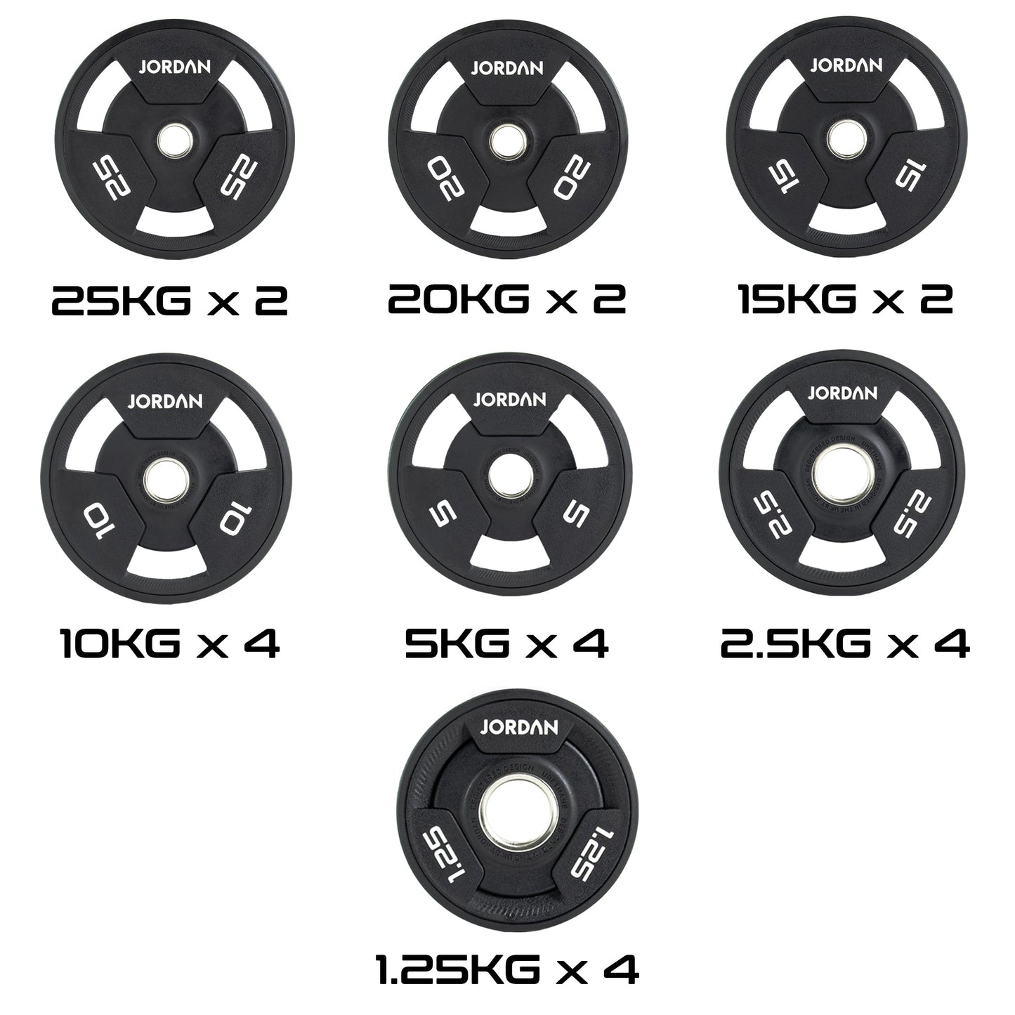 JORDAN® Urethane Tri-Grip Olympic Plates - NEW DESIGN
