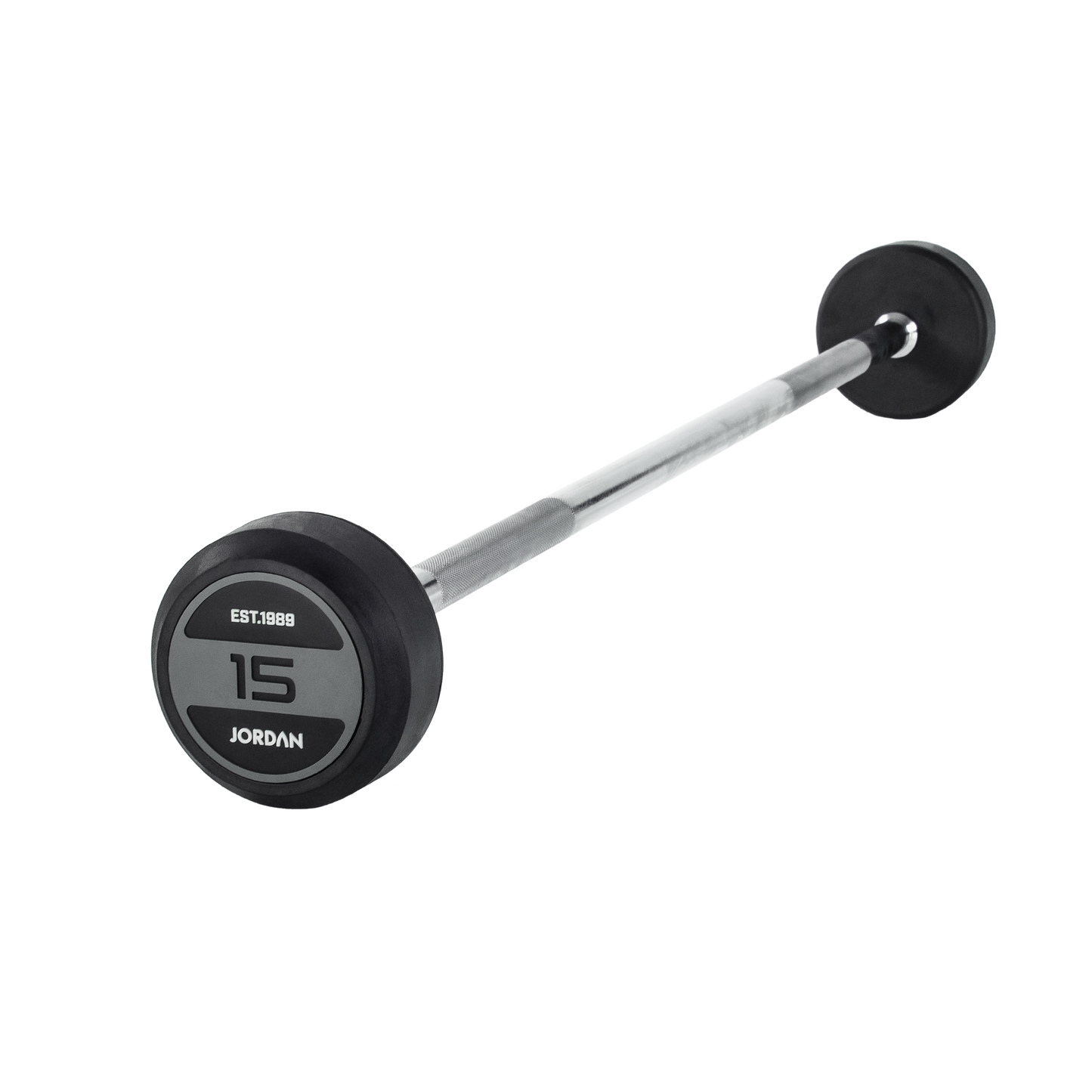 JORDAN® Fixed Barbells - Straight Bar Rubber (Grey)