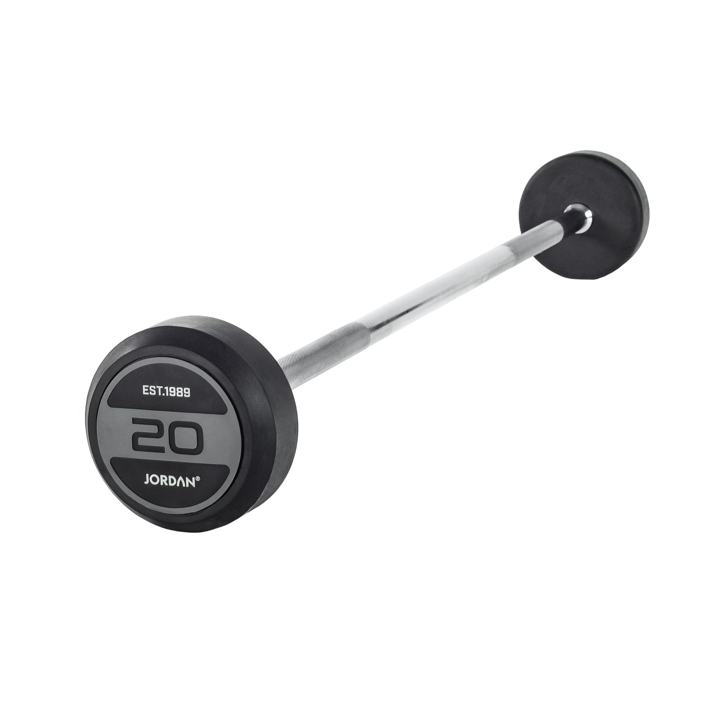 JORDAN® Fixed Barbells - Straight Bar Rubber (Grey)