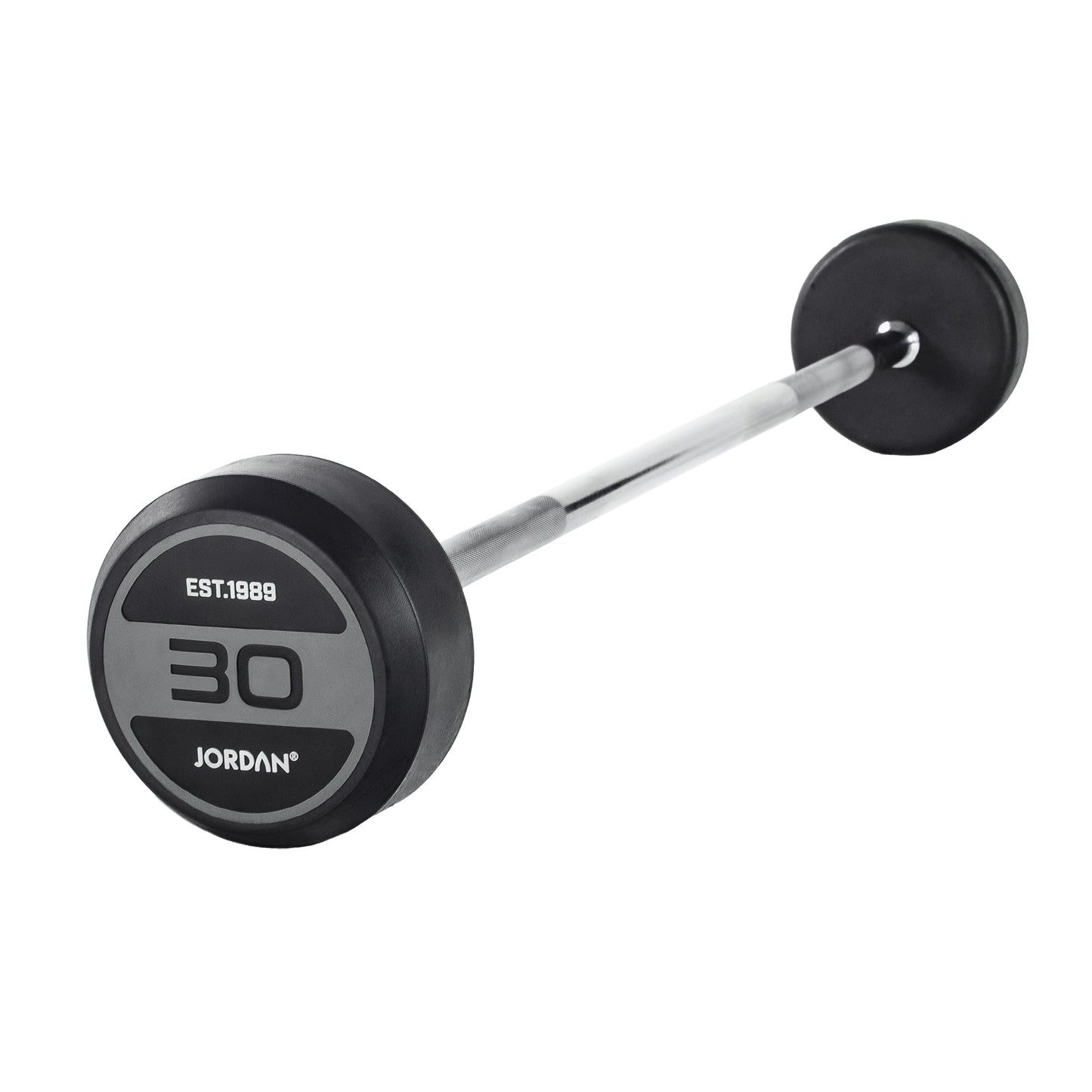 JORDAN® Fixed Barbells - Straight Bar Rubber (Grey)