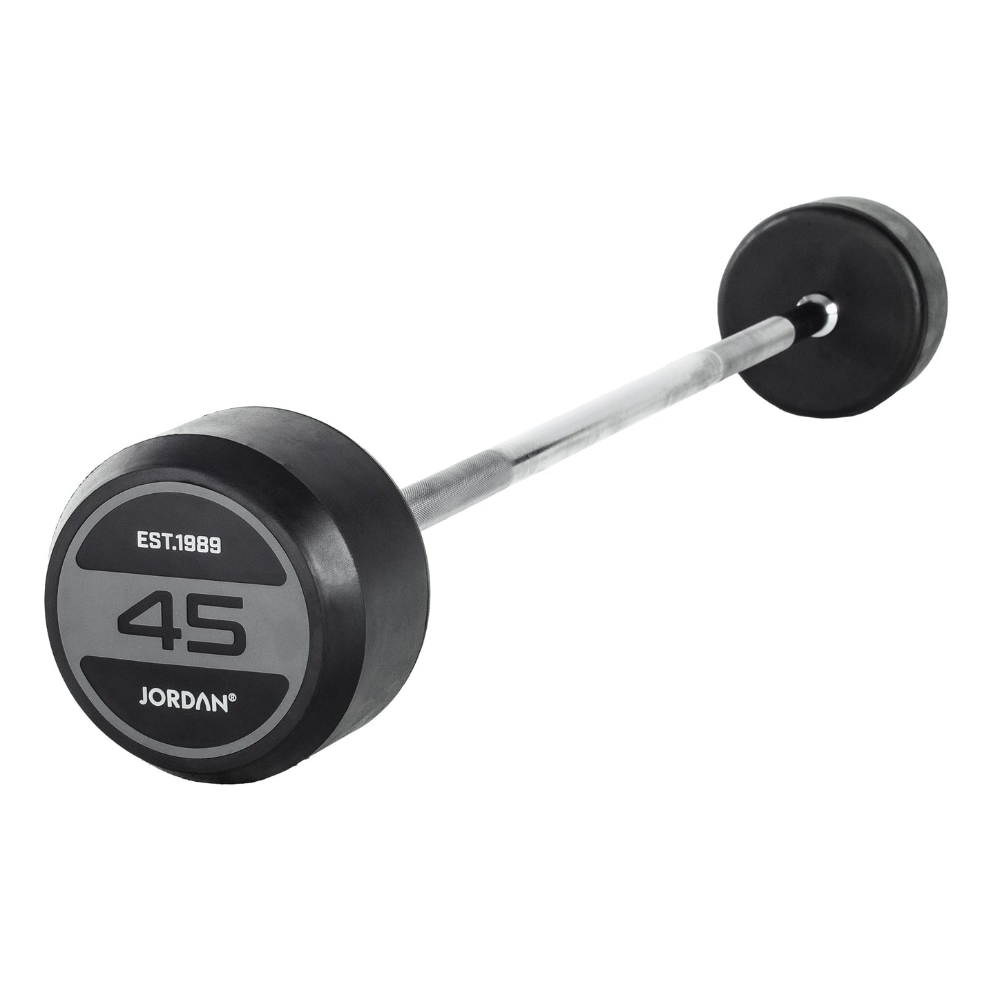 JORDAN® Fixed Barbells - Straight Bar Rubber (Grey)