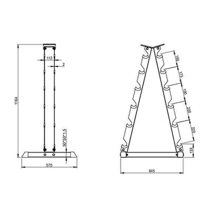 A Frame Hex Dumbbell Rack