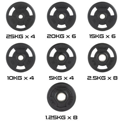 JORDAN® Rubber Tri-Grip Olympic Weight Plates - NEW DESIGN